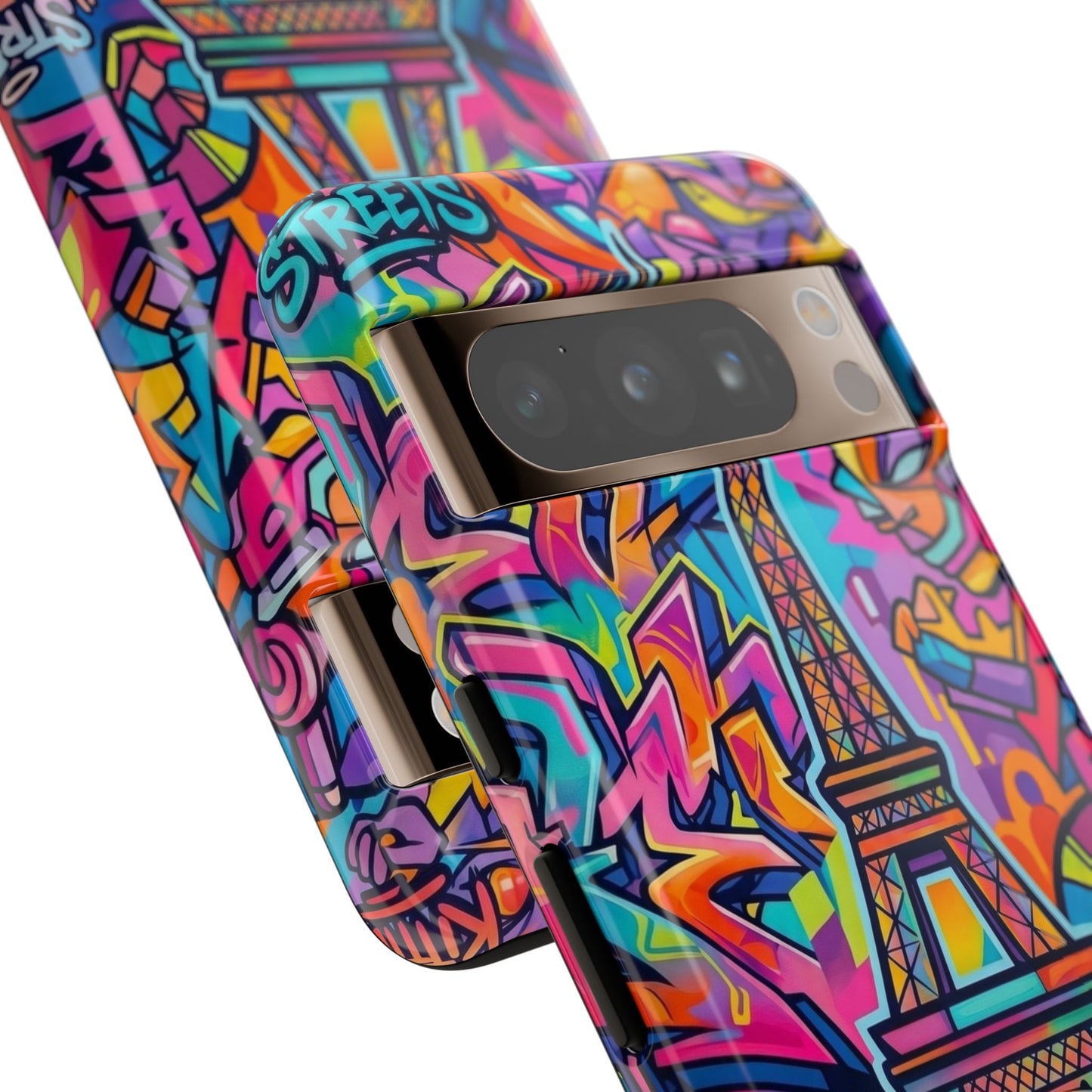 Cat Graffiti Eiffel Phone Case — Colorful Urban Parisian iPhone Cover