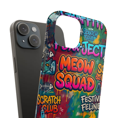 Meow Squad Graffiti Phone Case — Colorful Cat Crew Slim Case