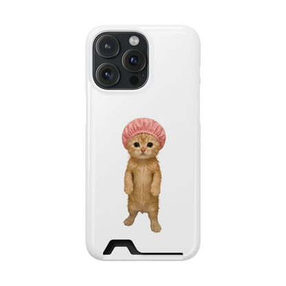 Cute Cat Shower Cap Phone Card Case