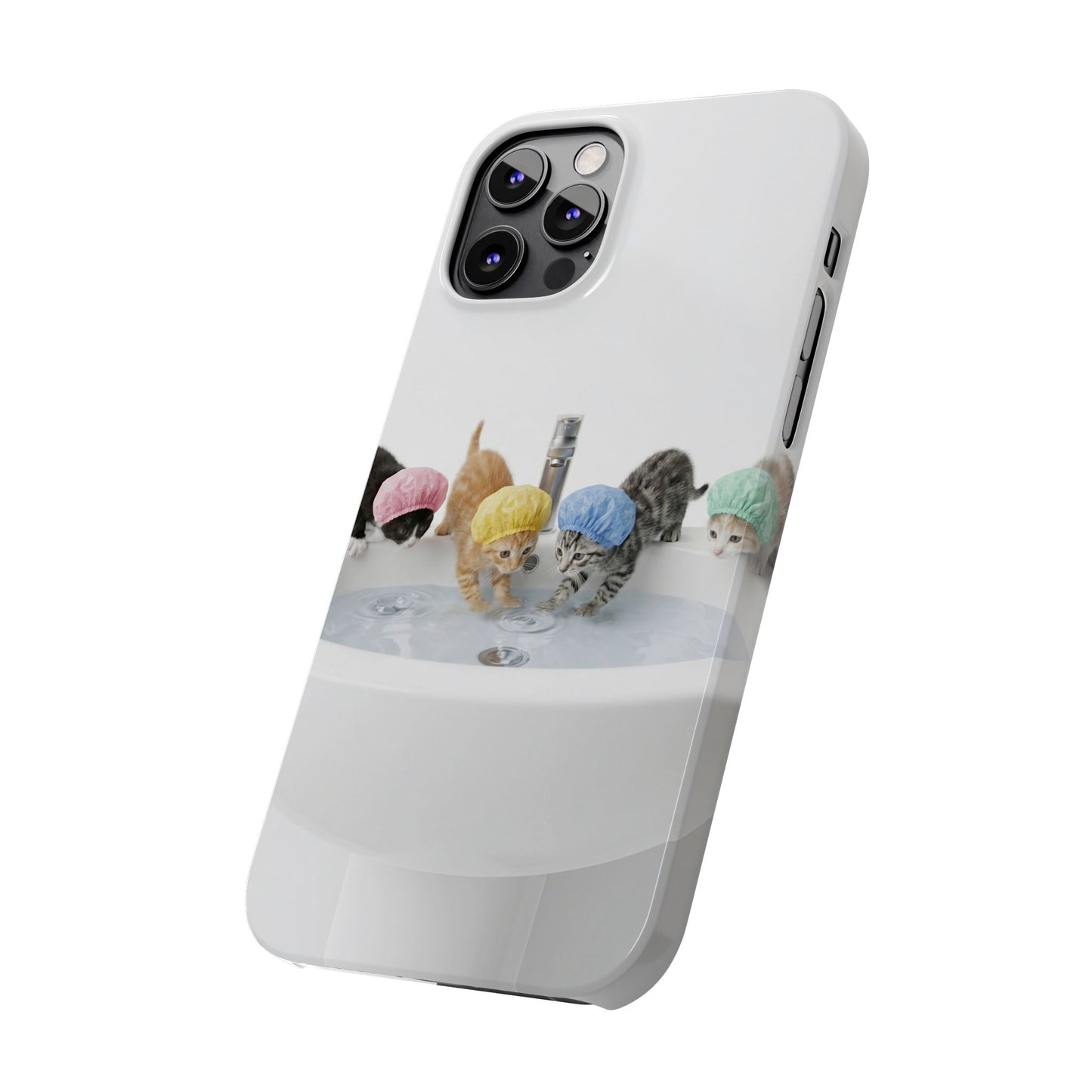 Slim Phone Case — Cute Kittens in Bathtub Design
