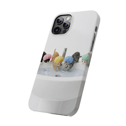 Slim Phone Case — Cute Kittens in Bathtub Design