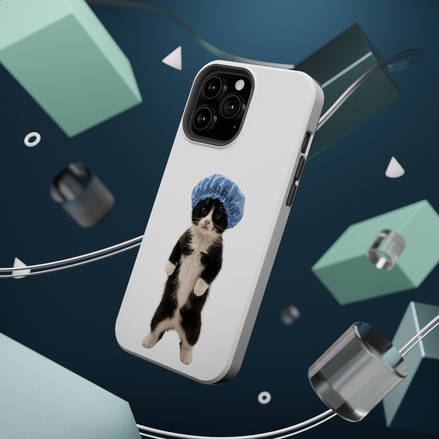 Cute Cat in Shower Cap Magnetic Impact-Resistant Phone Case