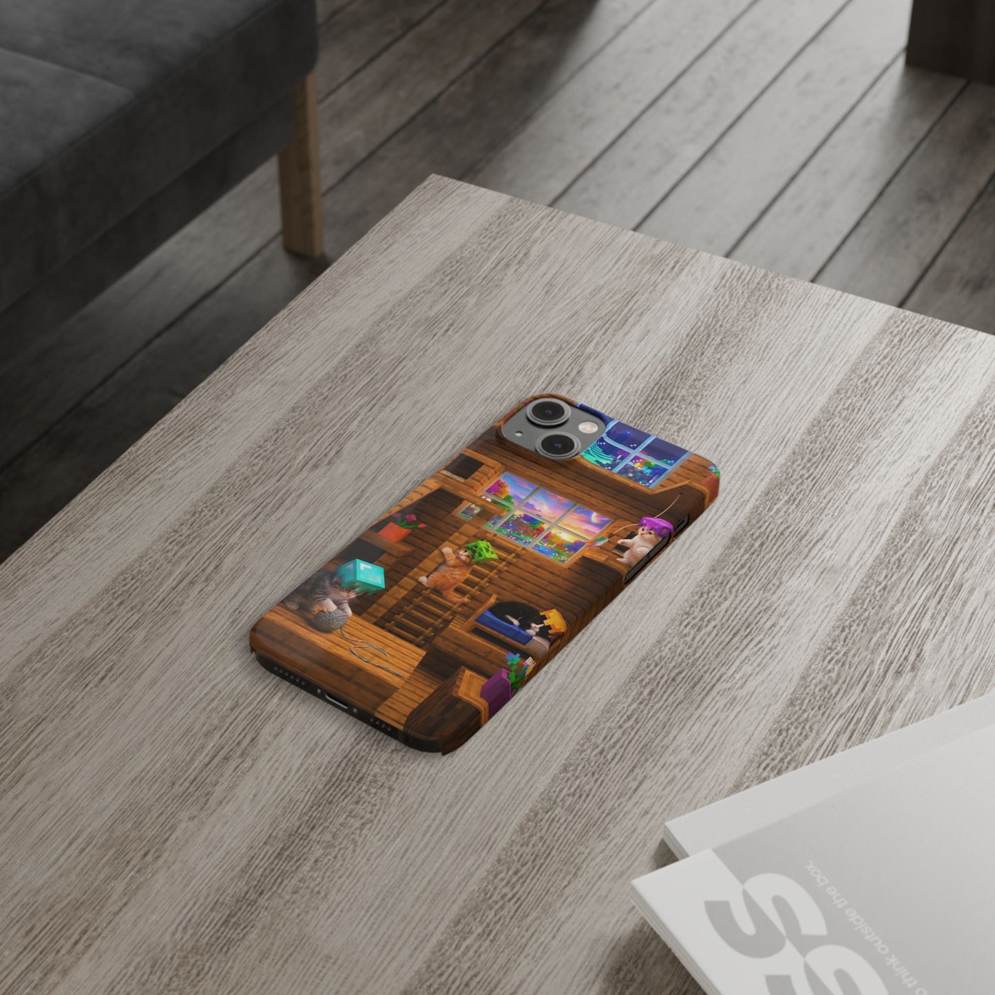 Minecraft Cozy Treehouse Slim Phone Case — Gamer Pixel Cabin Design