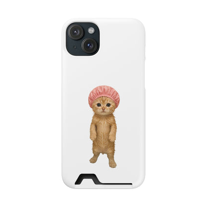 Cute Cat Shower Cap Phone Card Case