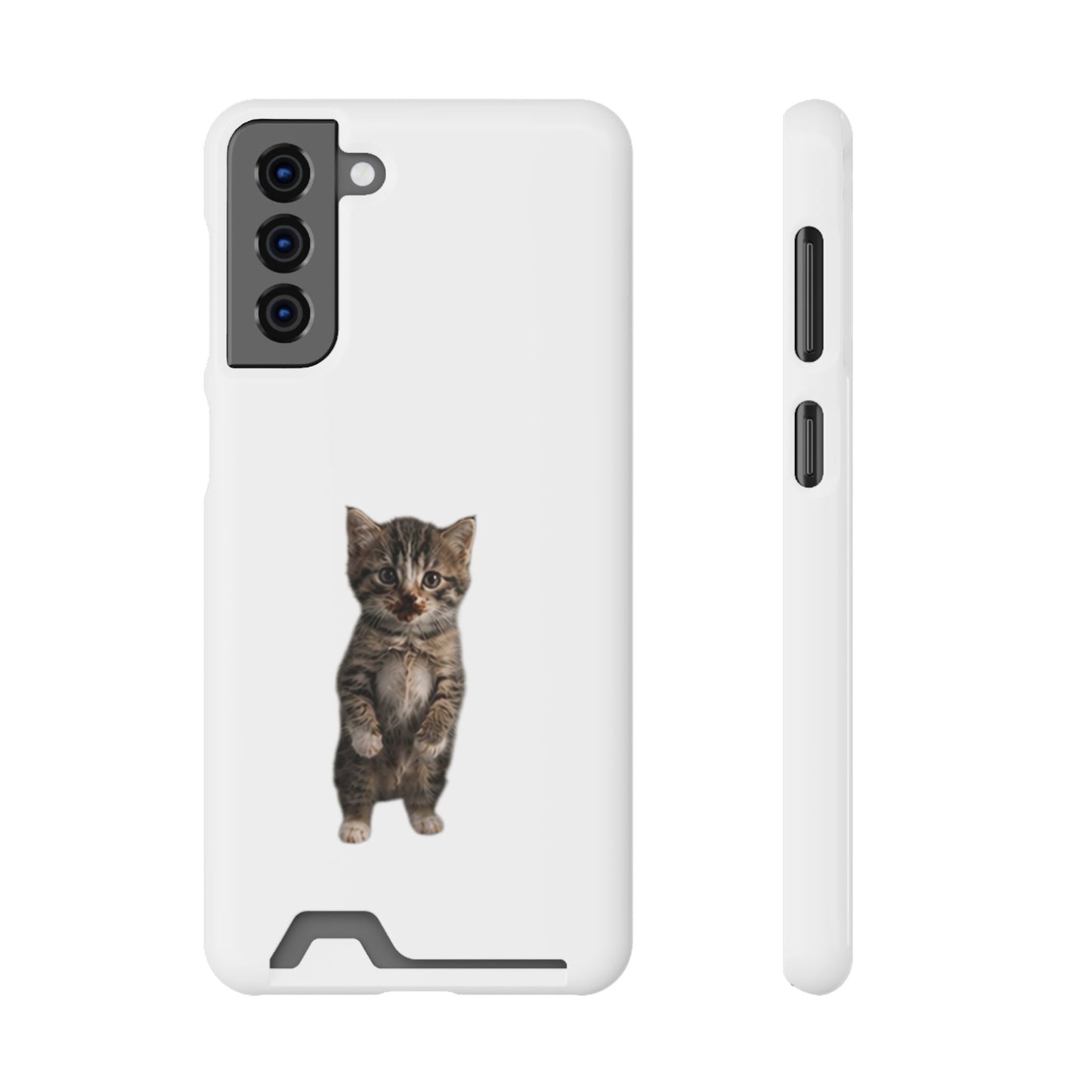 Cute Standing Kitten Phone Case with Card Holder