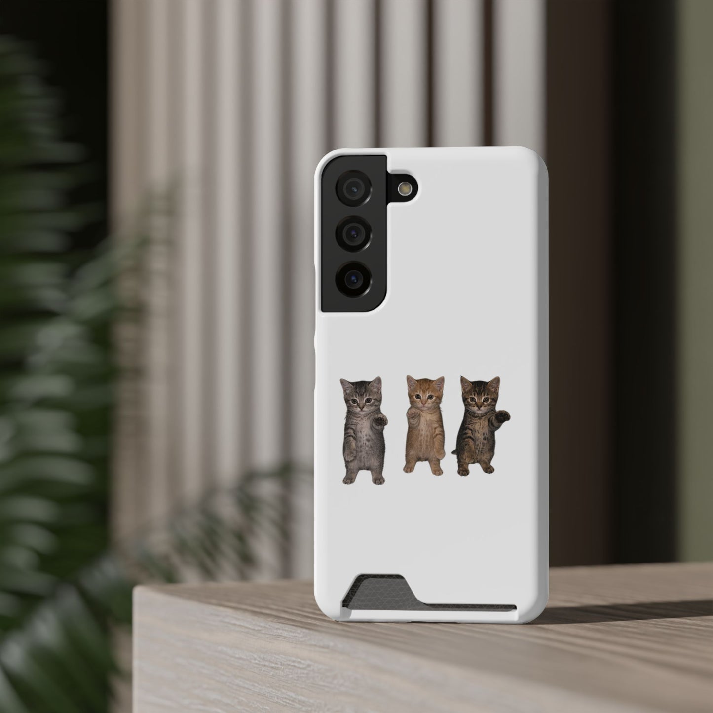 Cute Trio Kittens Phone Case with Card Holder