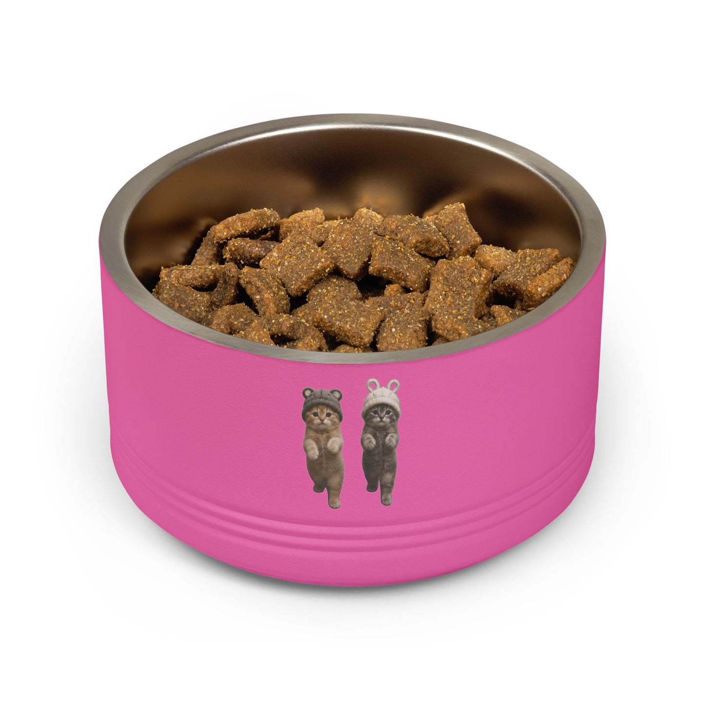 Cute Kittens in Hats Stainless Steel  Pet Bowl  18oz