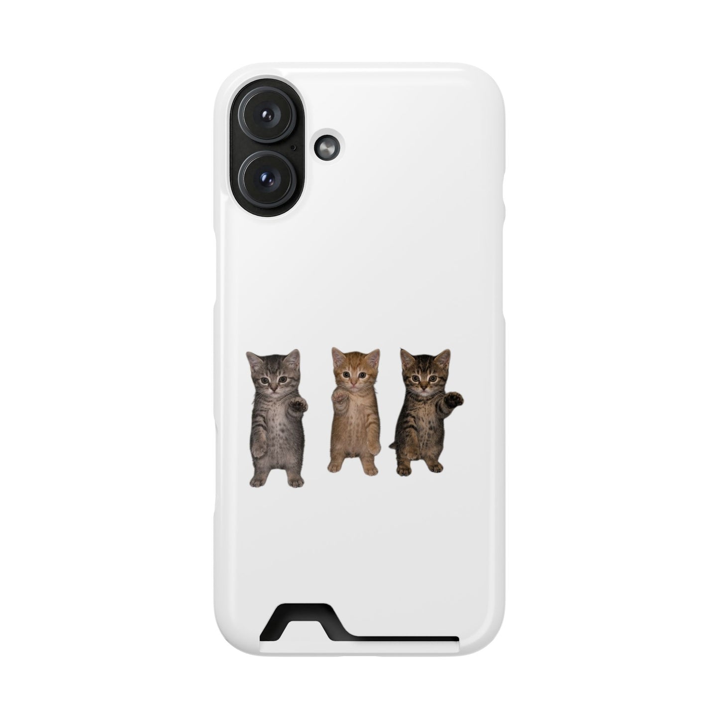 Cute Trio Kittens Phone Case with Card Holder