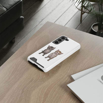 Duo Cute Kitten Phone Case with Card Holder