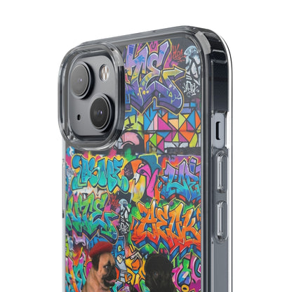 Clear Phone Case — Colorful Graffiti Pugs Design