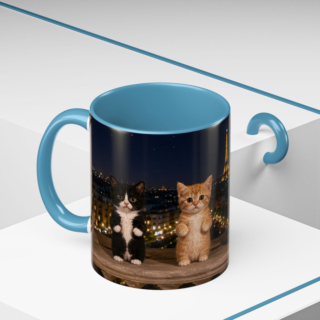Paris Kittens Coffee Mug — Cute Cat Nightscape Accent Mug (11/15 oz)