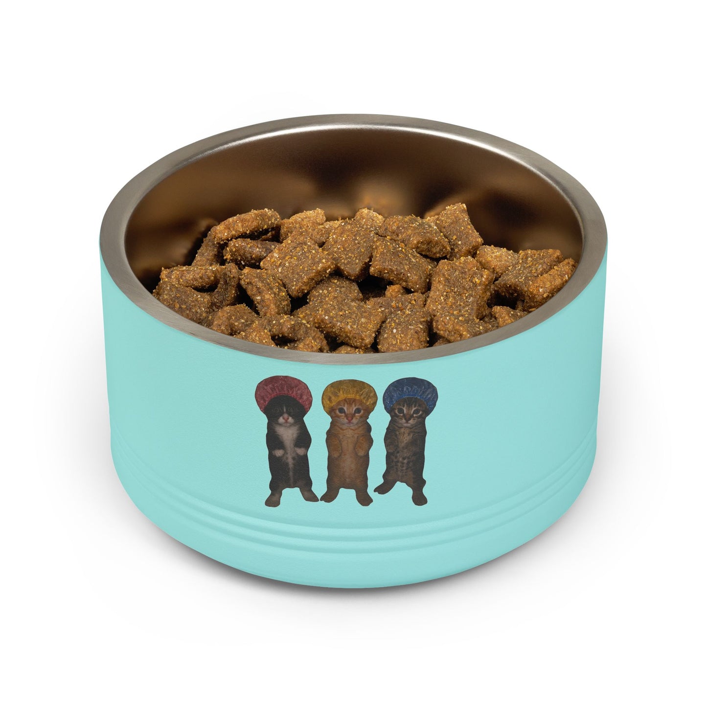 Cute Kittens in Bonnets Trio Pet Bowl Stainless Steel (18oz)