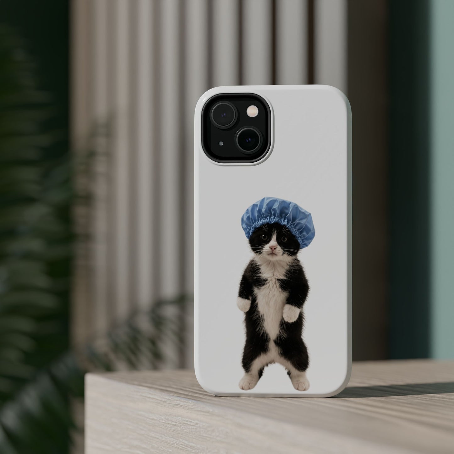 Cute Cat in Shower Cap Magnetic Impact-Resistant Phone Case