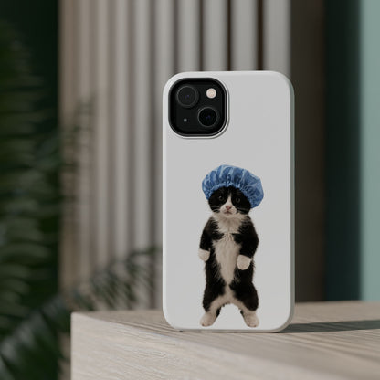 Cute Cat in Shower Cap Magnetic Impact-Resistant Phone Case