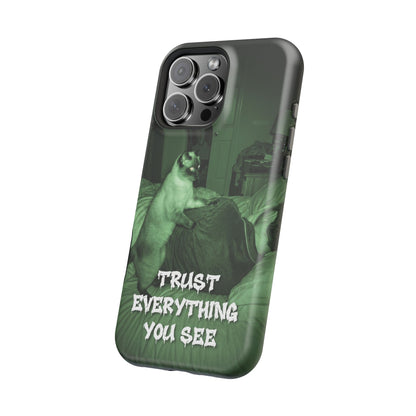 Phone Case 'Trust Everything You See' Green Dog Photo Magnetic Impact-Resistant Case
