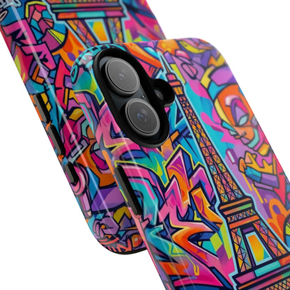 Cat Graffiti Eiffel Phone Case — Colorful Urban Parisian iPhone Cover
