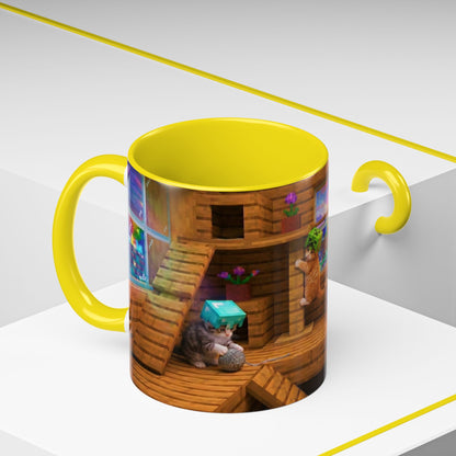 Cozy Cat Tree Accent Coffee Mug — Cute Kitten Window Scene (11/15 oz)