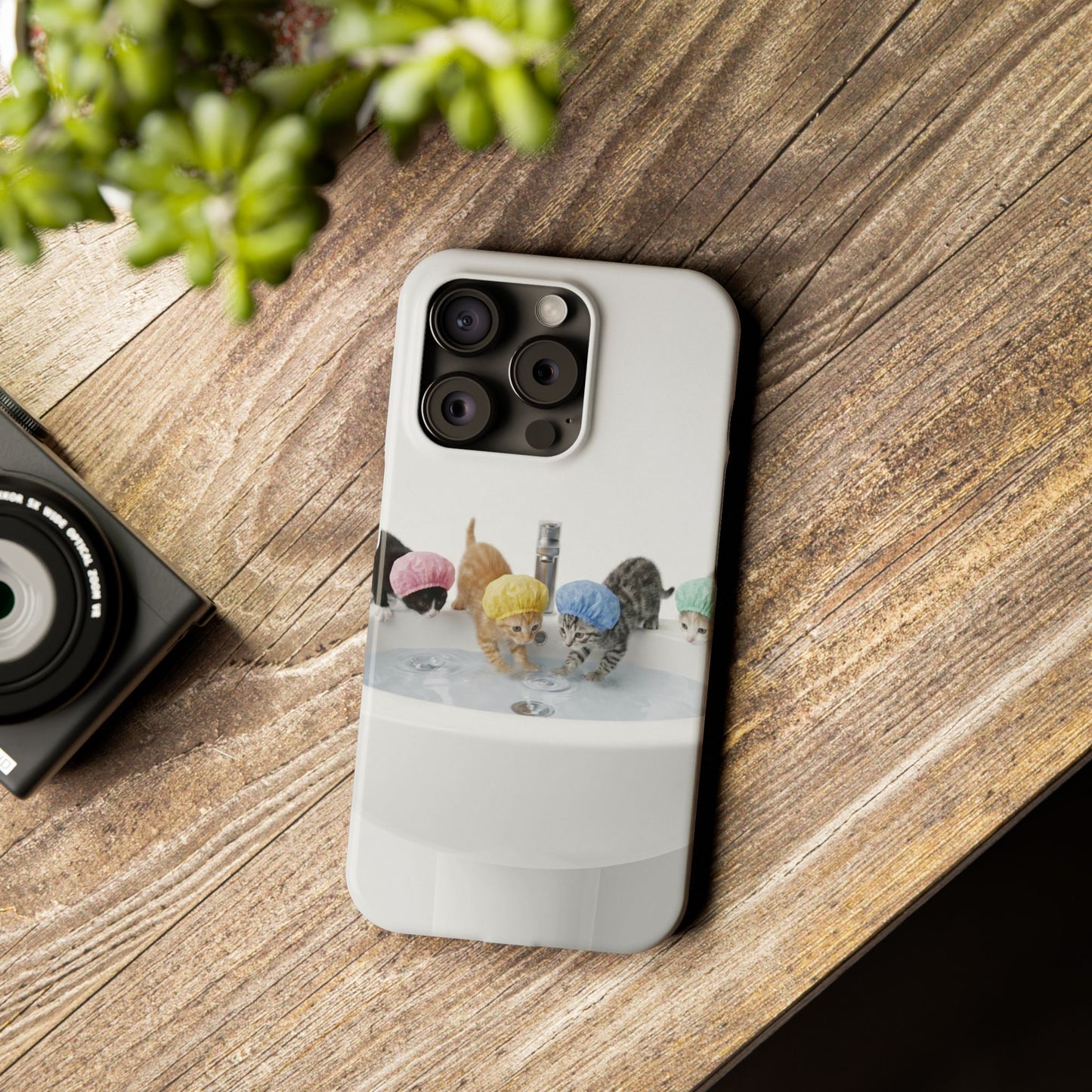 Slim Phone Case — Cute Kittens in Bathtub Design