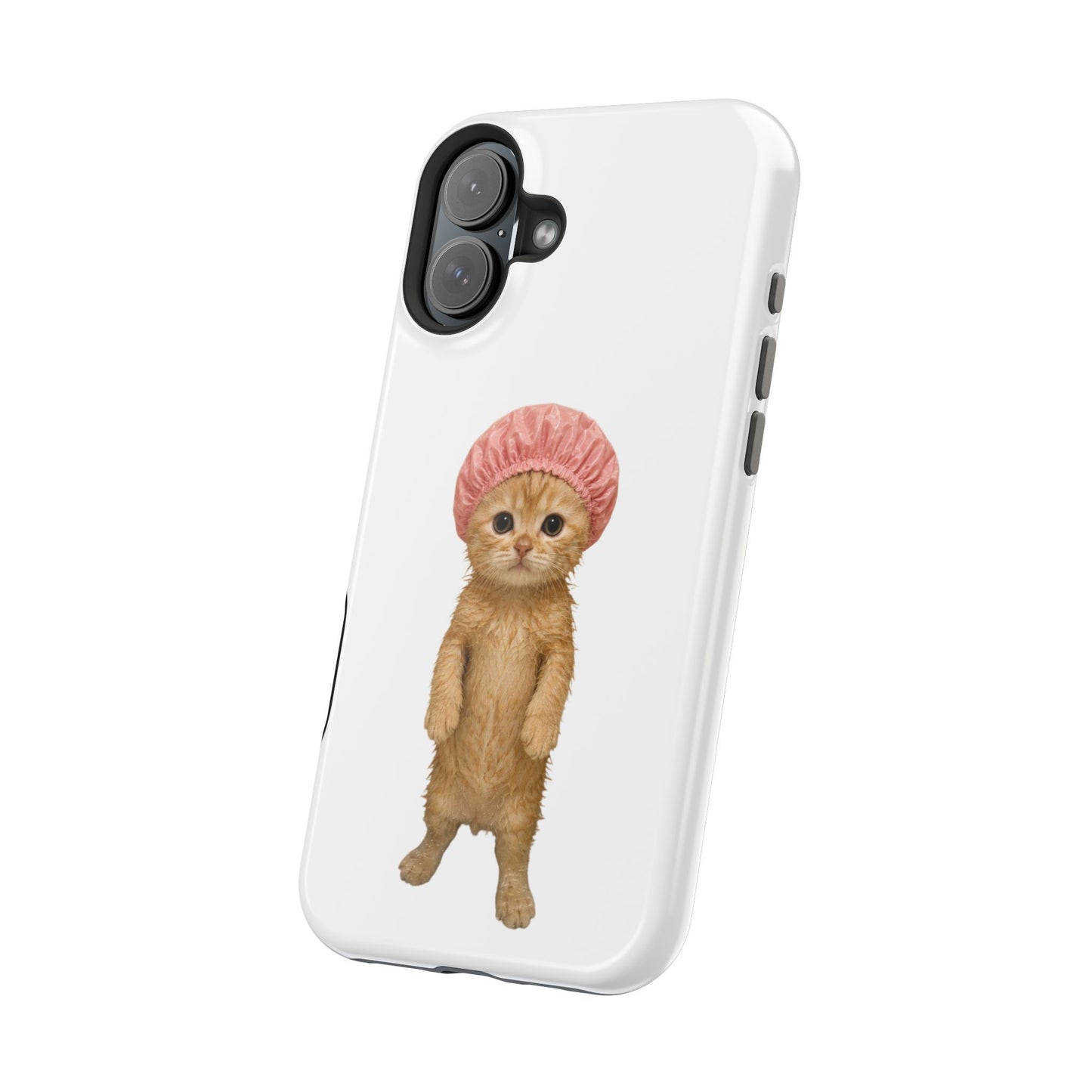 Cute Kitten in Shower Cap Magnetic Impact-Resistant Phone Case