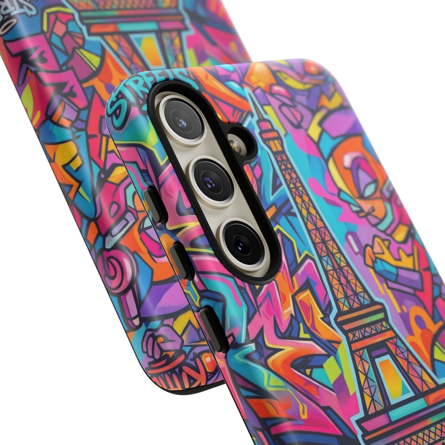 Cat Graffiti Eiffel Phone Case — Colorful Urban Parisian iPhone Cover