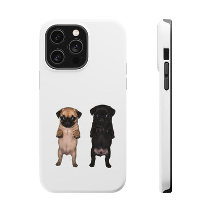 Cute Standing Pug Duo Magnetic Impact-Resistant Phone Case