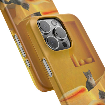 Cat Cozy Phone Case – Cute Kittens in Yellow Living Room Snap Case
