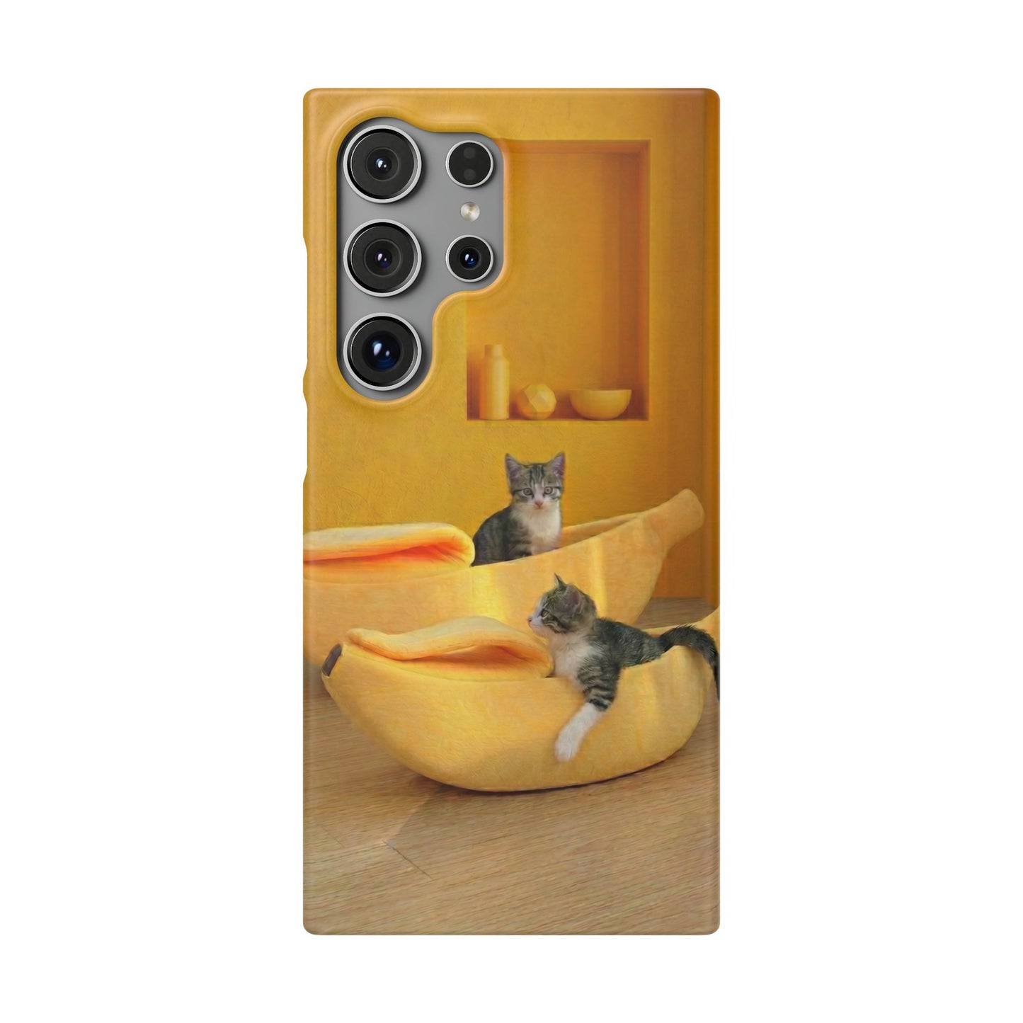Cat Cozy Phone Case – Cute Kittens in Yellow Living Room Snap Case