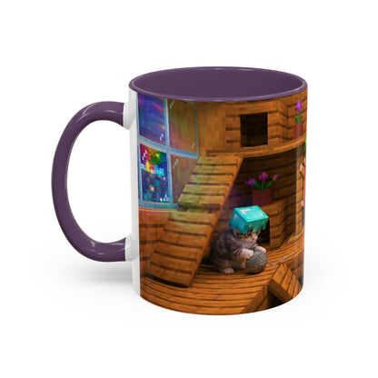 Cozy Cat Tree Accent Coffee Mug — Cute Kitten Window Scene (11/15 oz)