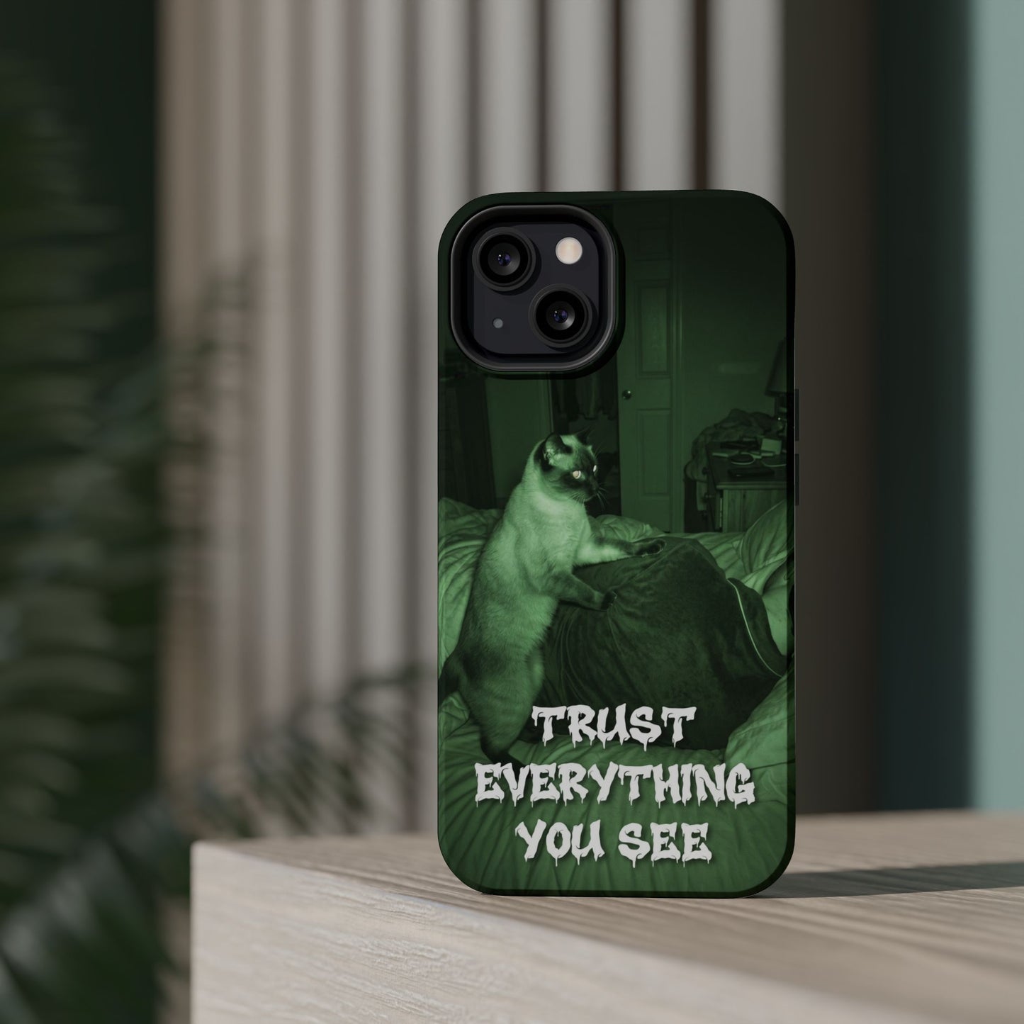 Phone Case 'Trust Everything You See' Green Dog Photo Magnetic Impact-Resistant Case