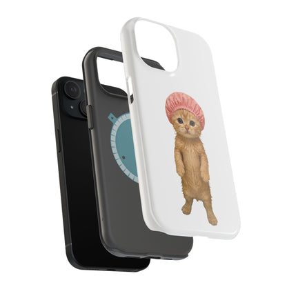 Cute Kitten in Shower Cap Magnetic Impact-Resistant Phone Case