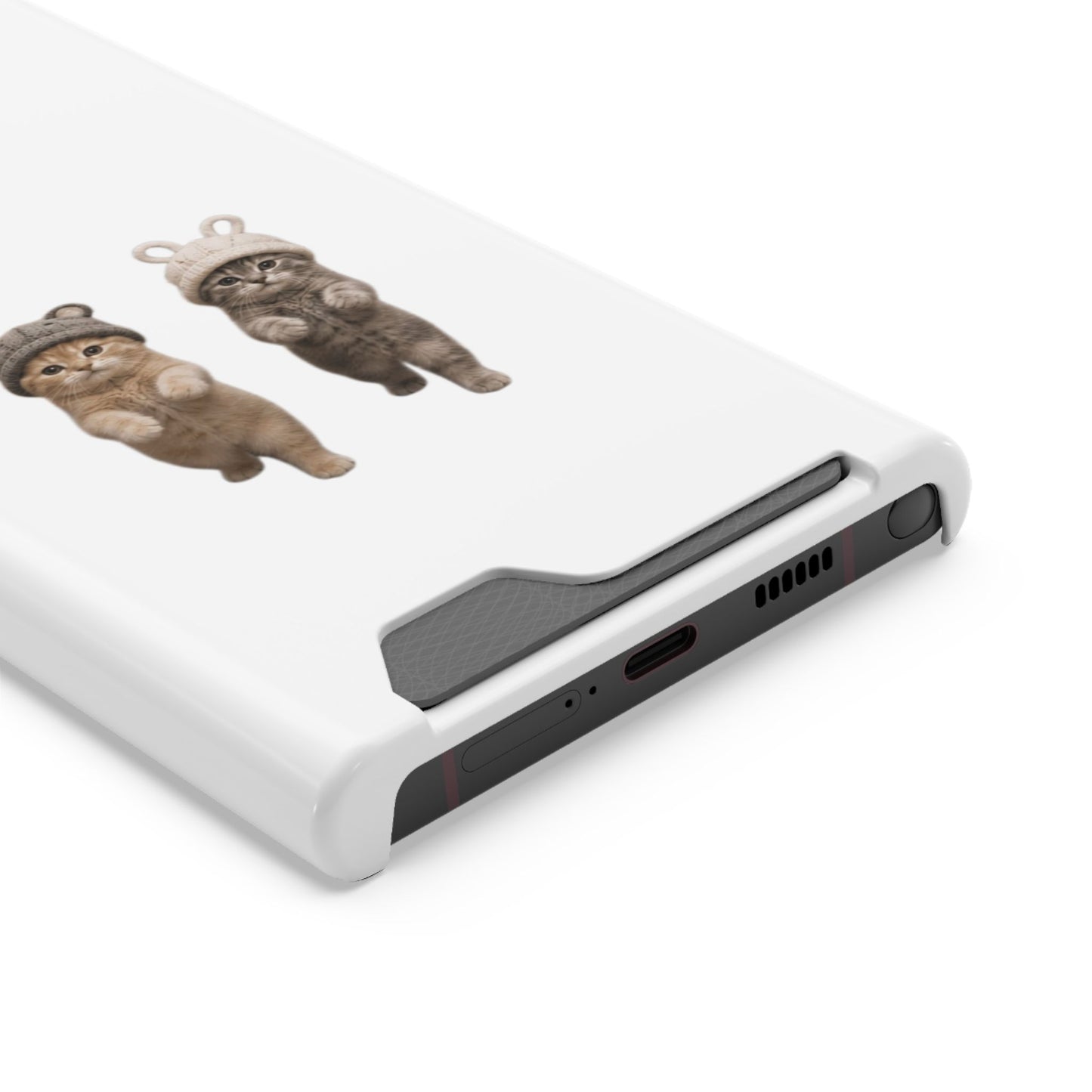 Kawaii Cats with Bear & Bunny  Cute Cat Duo Phone Card Case