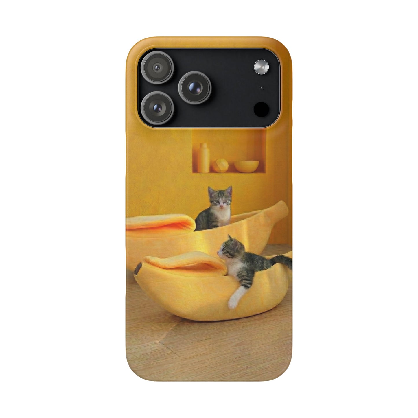 Cat Cozy Phone Case – Cute Kittens in Yellow Living Room Snap Case