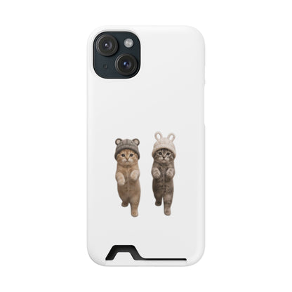Kawaii Cats with Bear & Bunny  Cute Cat Duo Phone Card Case