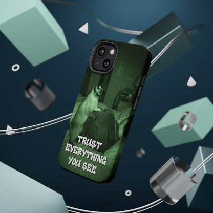 Phone Case 'Trust Everything You See' Green Dog Photo Magnetic Impact-Resistant Case