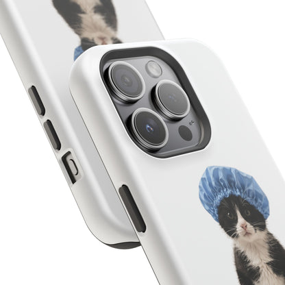 Cute Cat in Shower Cap Magnetic Impact-Resistant Phone Case