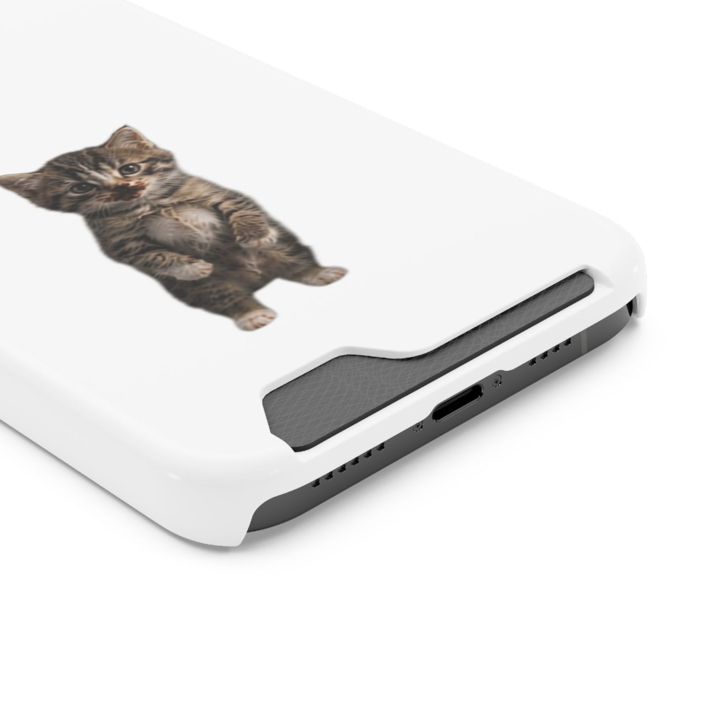 Cute Standing Kitten Phone Case with Card Holder