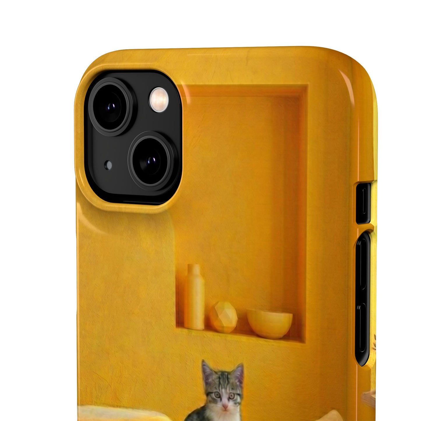 Cat Cozy Phone Case – Cute Kittens in Yellow Living Room Snap Case