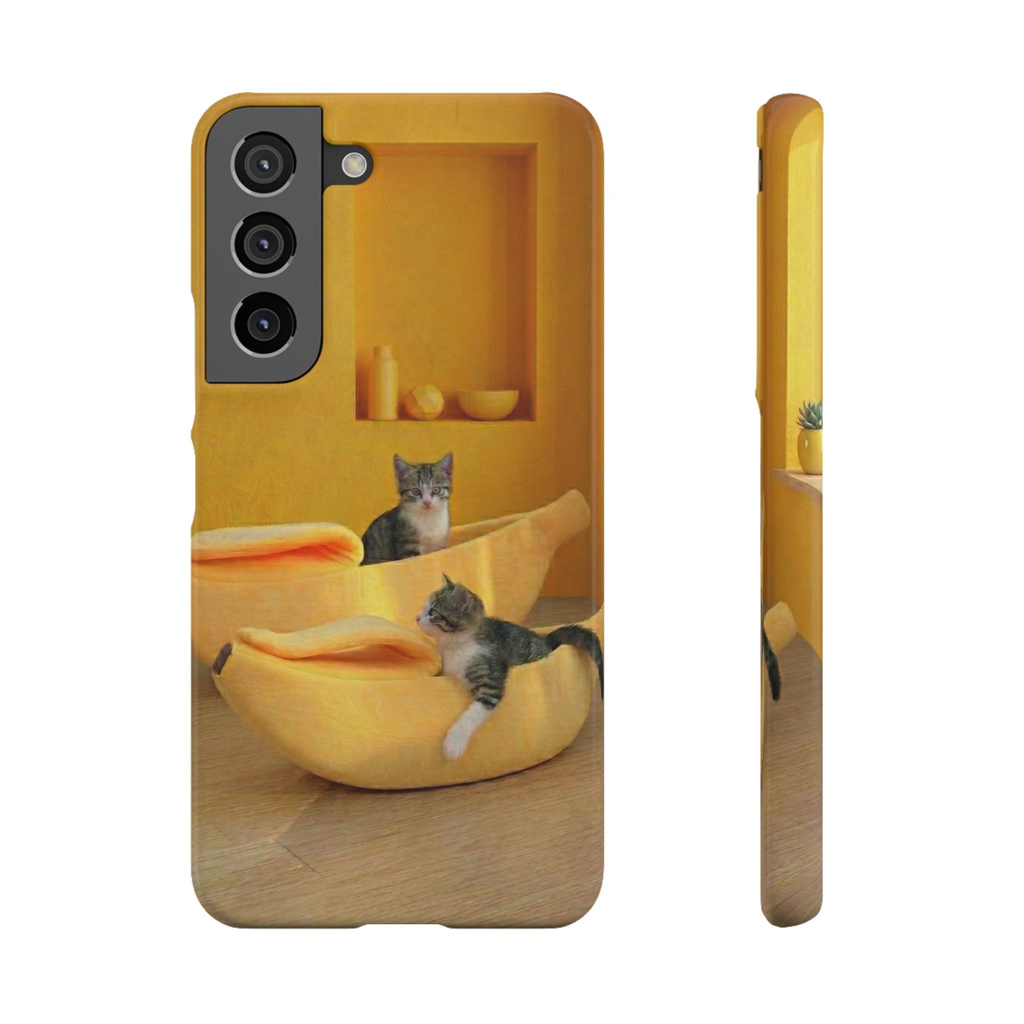 Cat Cozy Phone Case – Cute Kittens in Yellow Living Room Snap Case