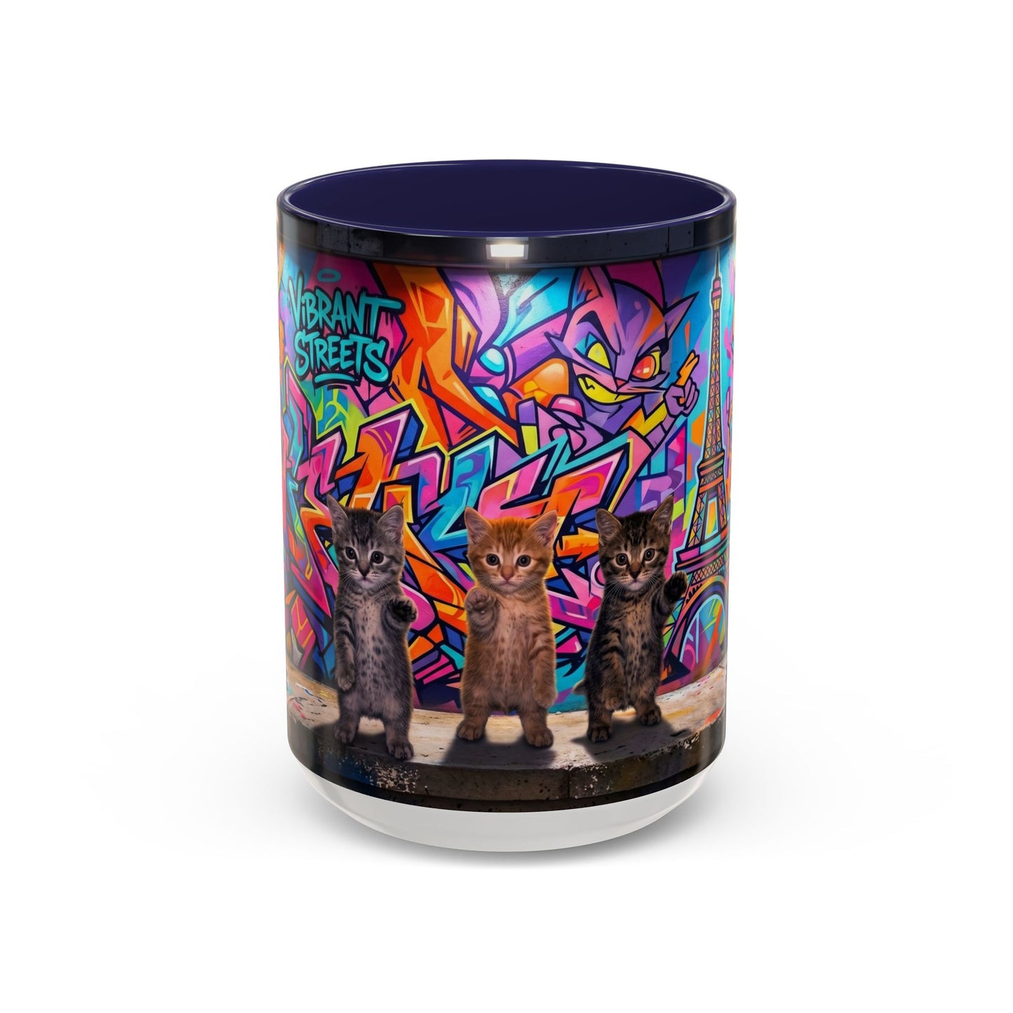 Street Kitties Graffiti Coffee Mug — Colorful Cat Art Accent Mug (11/15oz)