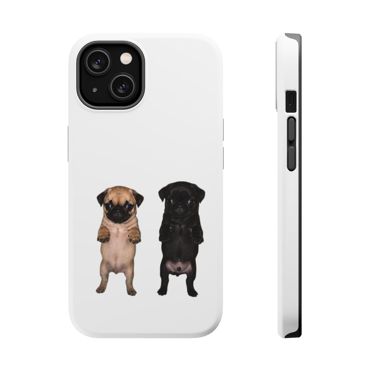 Cute Standing Pug Duo Magnetic Impact-Resistant Phone Case