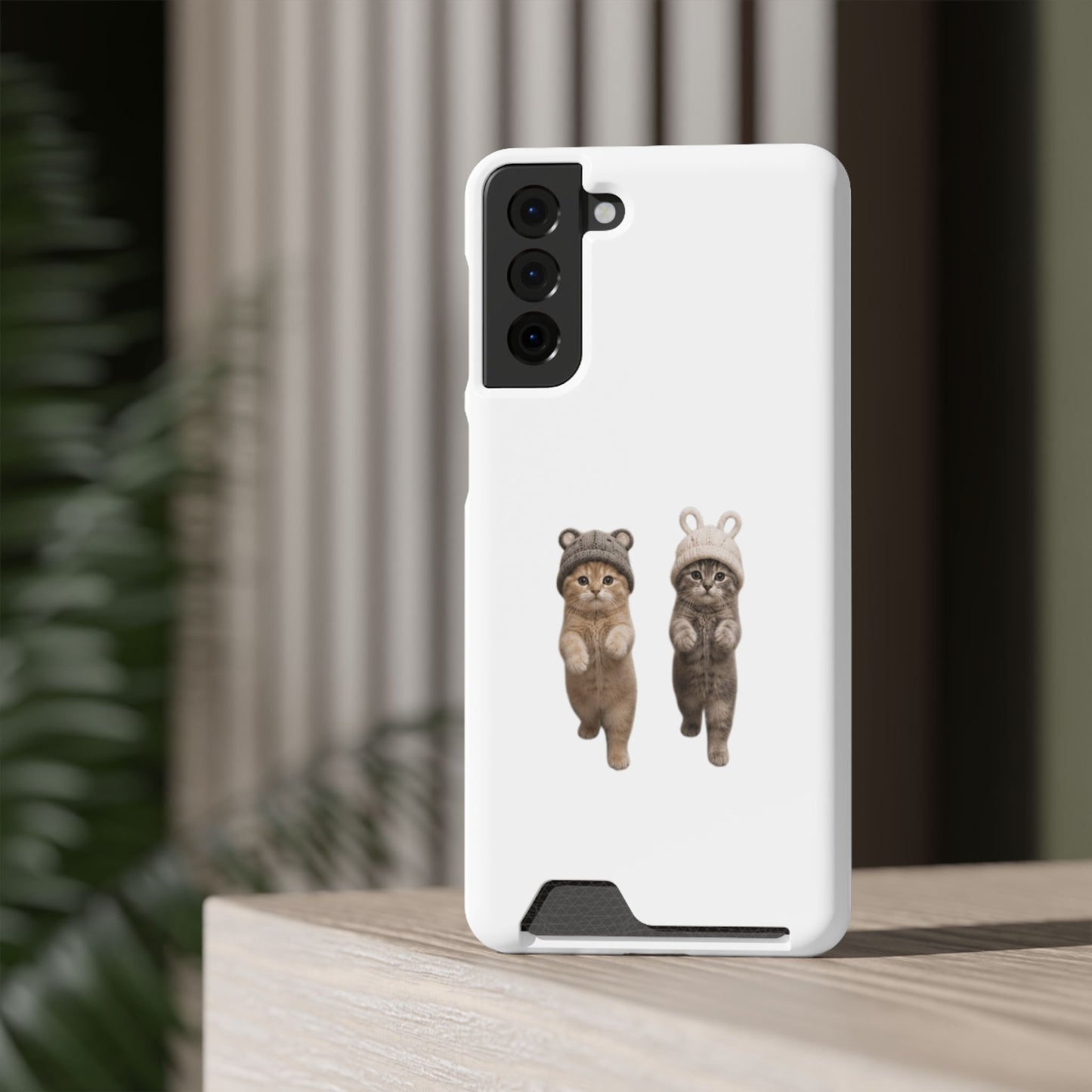Kawaii Cats with Bear & Bunny  Cute Cat Duo Phone Card Case
