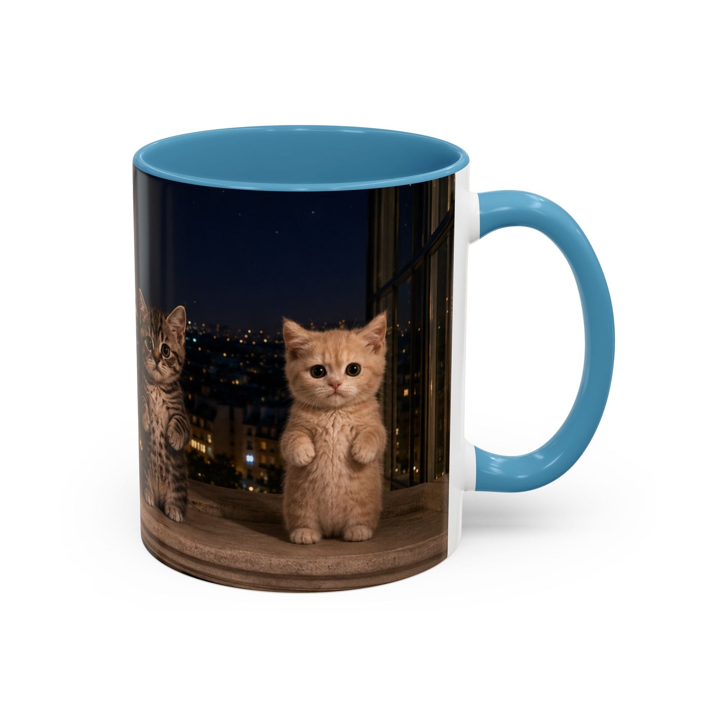 Paris Kittens Coffee Mug — Cute Cat Nightscape Accent Mug (11/15 oz)