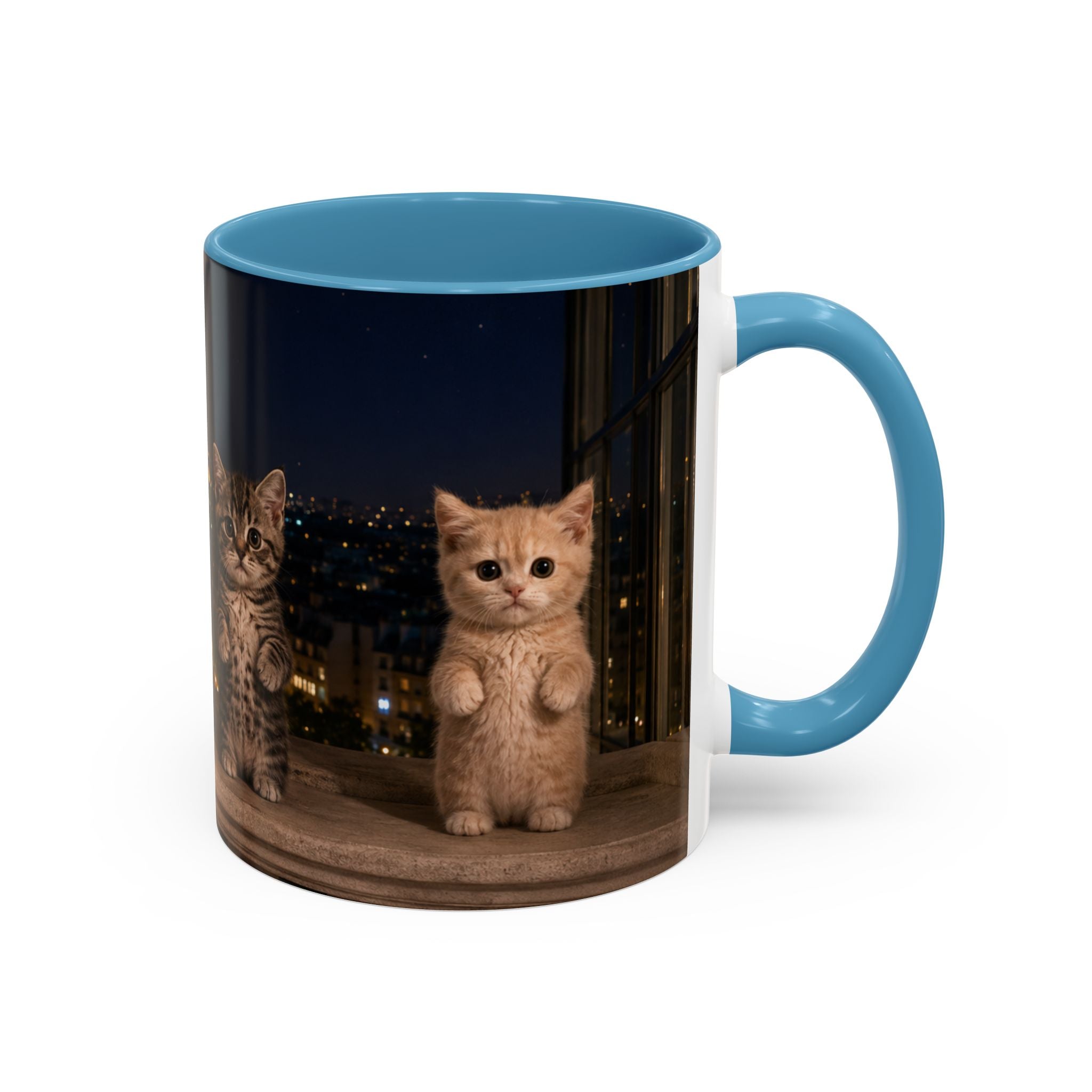 Paris Kittens Coffee Mug — Cute Cat Nightscape Accent Mug (11/15 oz)