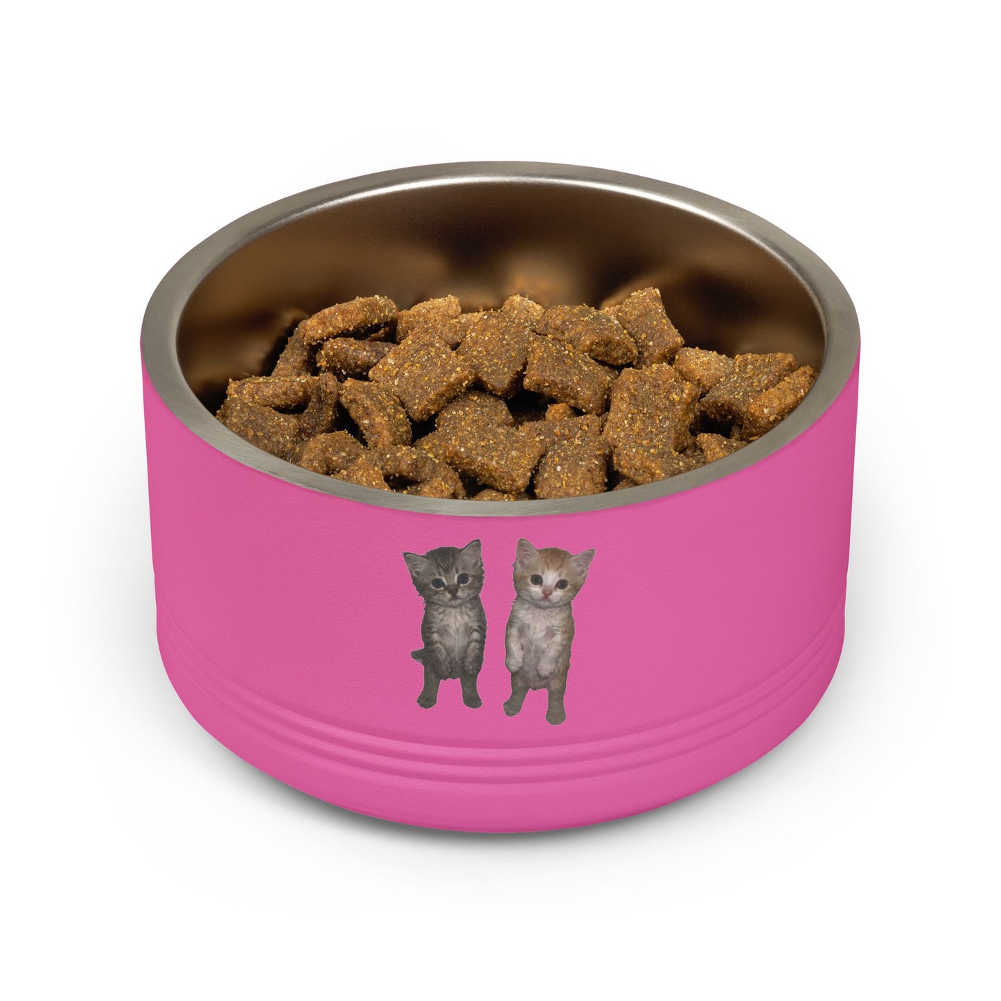 Duo Cute Cat Stainless Steel Pet Bowl — 18 oz