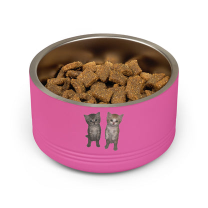 Duo Cute Cat Stainless Steel Pet Bowl — 18 oz
