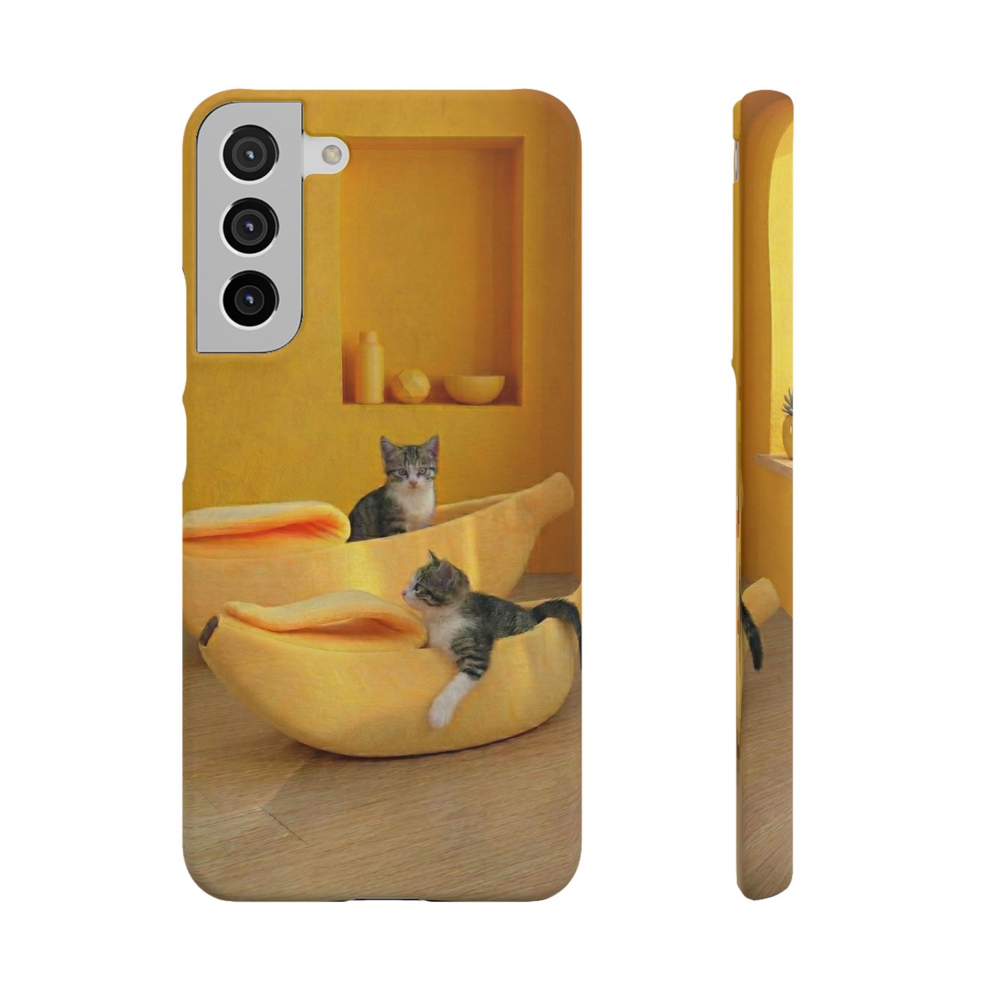 Cat Cozy Phone Case – Cute Kittens in Yellow Living Room Snap Case