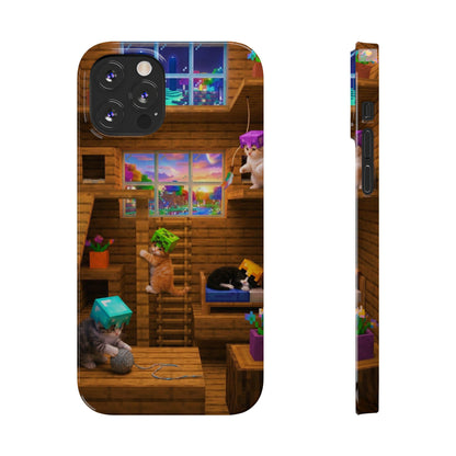 Minecraft Cozy Treehouse Slim Phone Case — Gamer Pixel Cabin Design