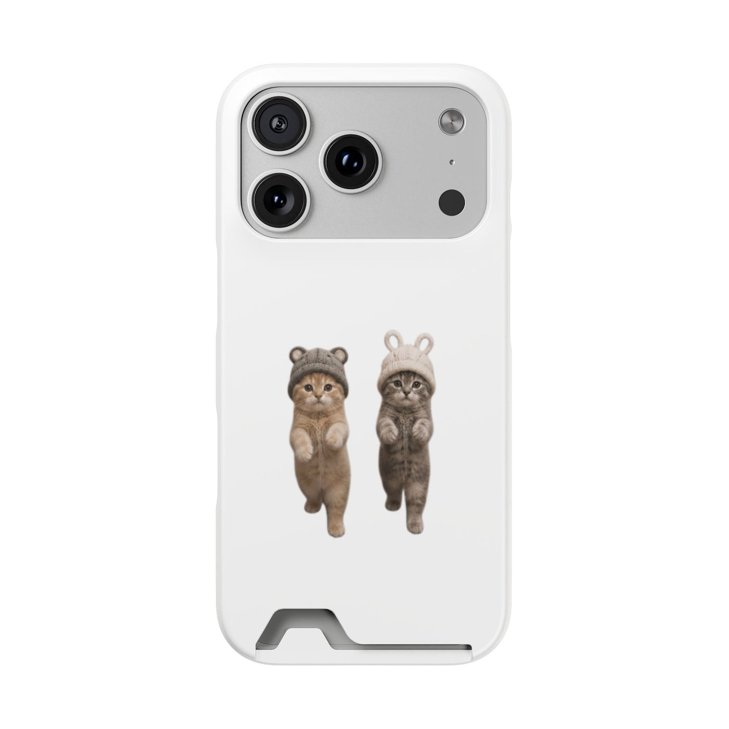 Kawaii Cats with Bear & Bunny  Cute Cat Duo Phone Card Case