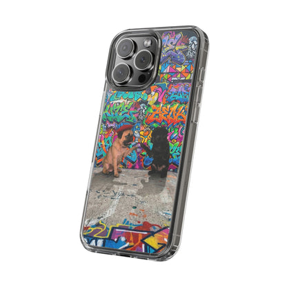 Clear Phone Case — Colorful Graffiti Pugs Design