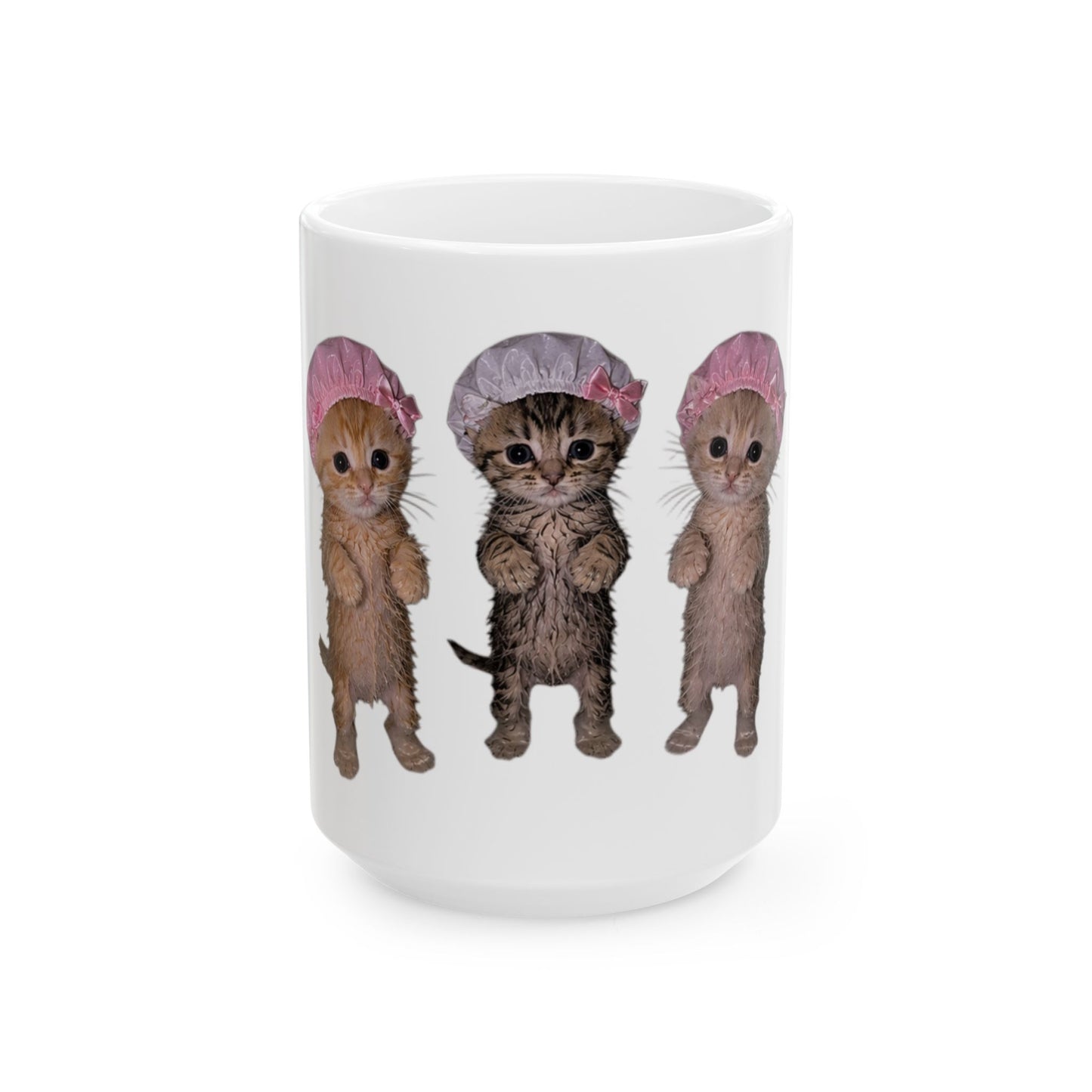 Cute Kittens  Bonnet Trio Ceramic Mug (11oz, 15oz)